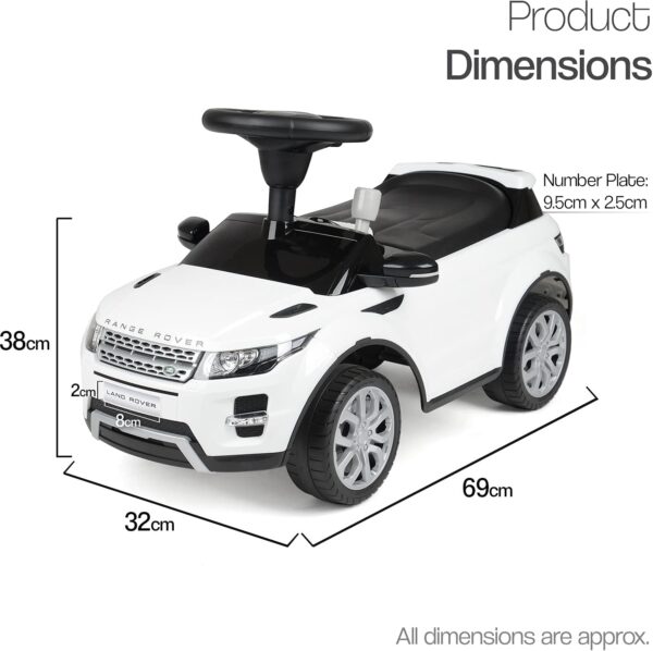 Toy Land Officially Licensed Range Rover Ride on Push Car for Toddlers with Music,White