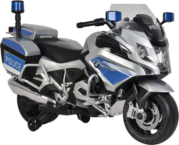 Toy Land BMW Official Licensed Balanced Electric Ride on Police Bike for Kids-BMW R-1200RT-P-Silver