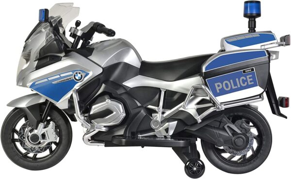 Toy Land BMW Official Licensed Balanced Electric Ride on Police Bike for Kids-BMW R-1200RT-P-Silver