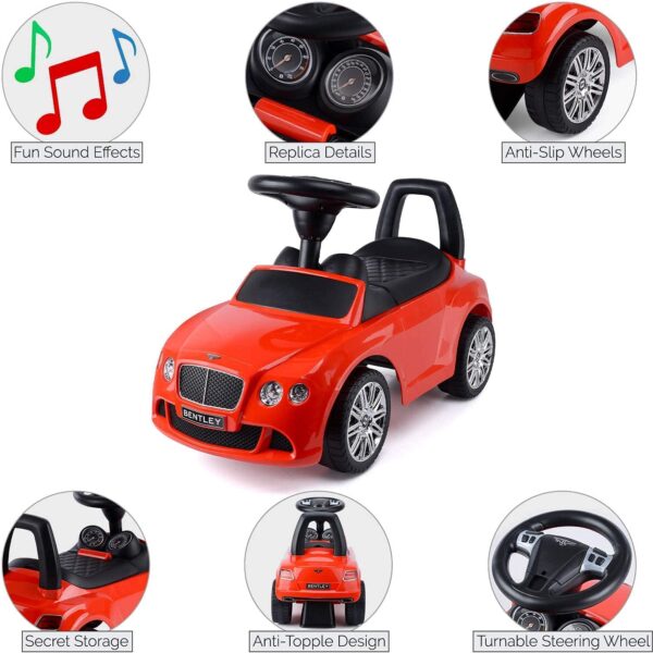 Toy Land Official Licensed Bentley Continental GT Speed Kids Ride on Push Car for Kids -ZS-326-Red