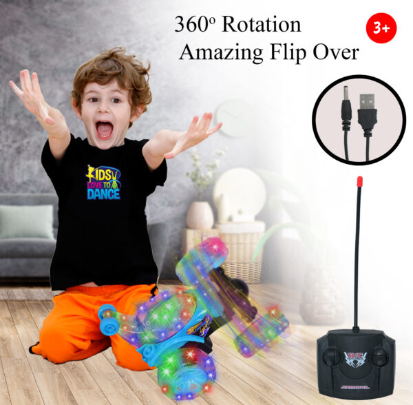 Remote Control Rechargeable Acrobatic 360 Degree Twisting Stunt Car with Music & Lights