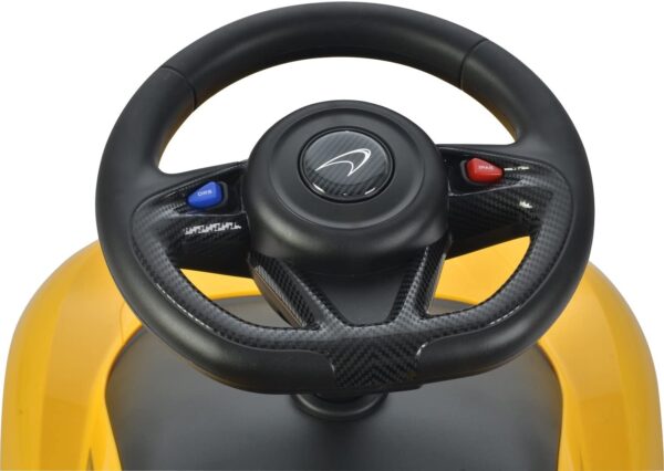 Toy Land McLaren Official Licensed Foot to Floor Ride on Push Car with Leather Seat for Kids-Yellow