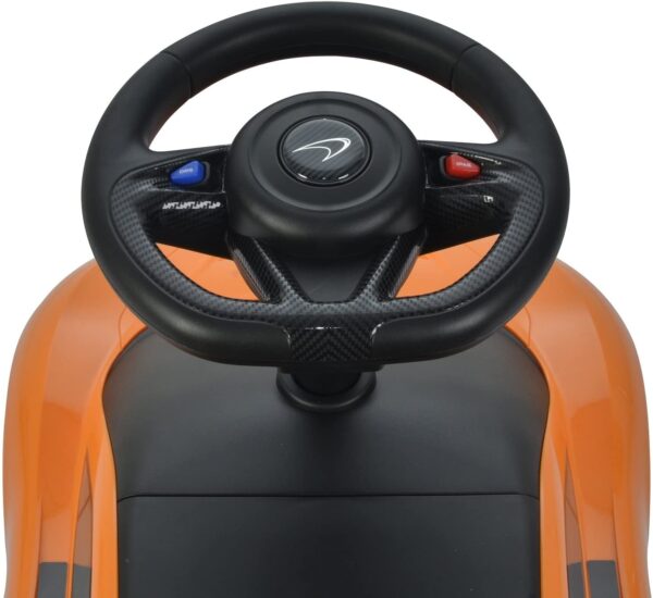 Toy Land McLaren Official Licensed Foot to Floor Ride on Push Car with Leather Seat for Kids-Orange