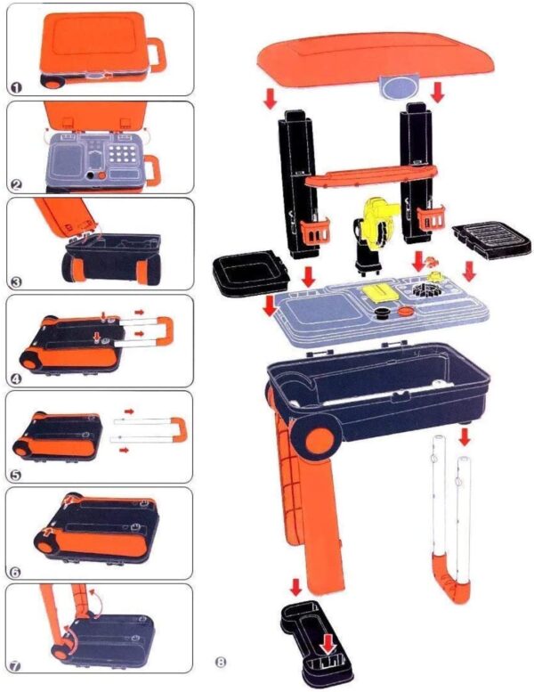 Toy Land Deluxe Tool Set Two in One Pretend Play Luggage Tool Kit for Kids with Suitcase Trolley.